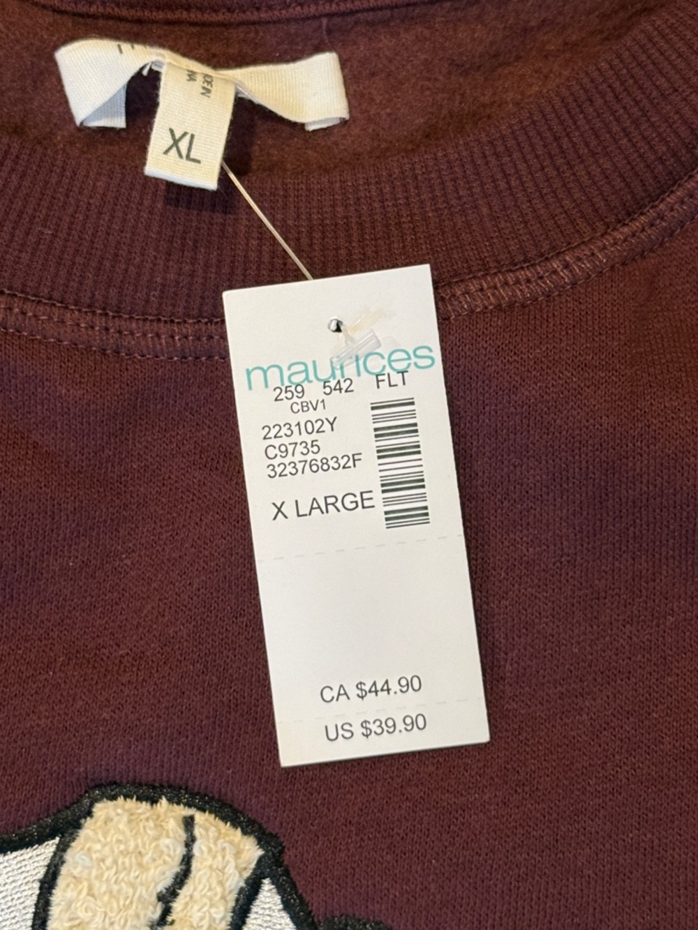 Maurices Maroon Snoopy Mummy Graphic Sweatshirt - Picture 6 of 12